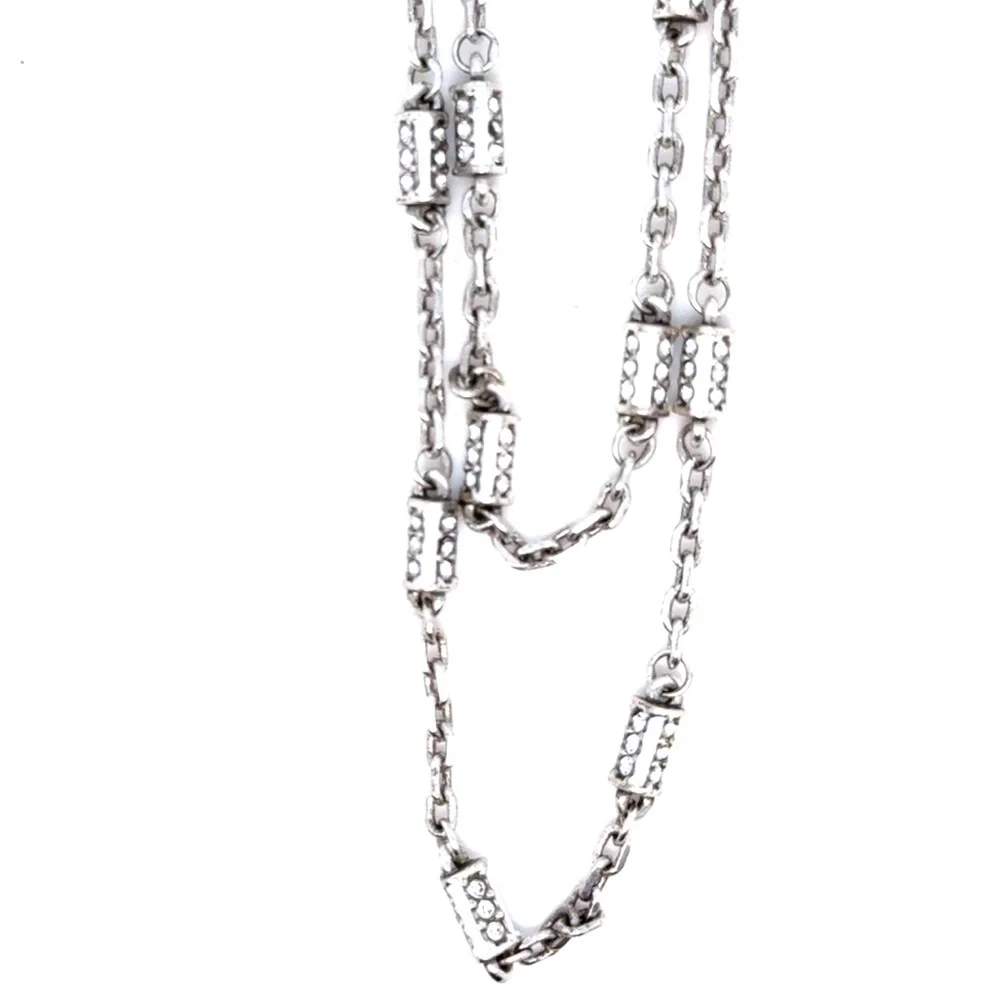 Brighton Silver-Tone‎ Rhinestone Double Strand Necklace